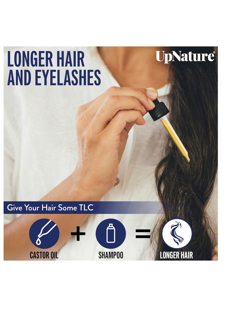 upnature - UpNature Castor Oil 4oz- 100% Pure Oil for Hair, Eyelashes & Eyebrows- Cold Pressed, Hexane Free, Made in USA- Stimulate Hair Growth & Moisturize Skin/Scalp-12pc Hair Treatment Kit - Image 1