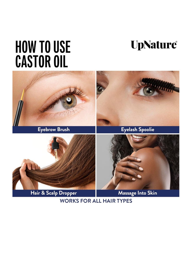 upnature - UpNature Castor Oil 4oz- 100% Pure Oil for Hair, Eyelashes & Eyebrows- Cold Pressed, Hexane Free, Made in USA- Stimulate Hair Growth & Moisturize Skin/Scalp-12pc Hair Treatment Kit - Image 1