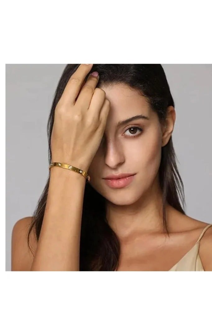 أم أم جاي سوار الحب للنساء Gilrs مع أحجار الزيركونيا المكعبة الفولاذ المقاوم للصدأ المفصلات المجوهرات مع سوار البيضاوي الكريستالي أفضل هدايا للحب مع عيد الحب عيد الميلاد - Image 2