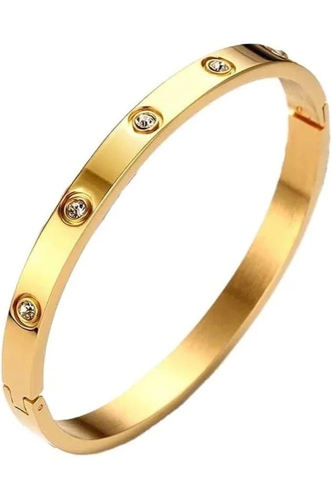 أم أم جاي سوار الحب للنساء Gilrs مع أحجار الزيركونيا المكعبة الفولاذ المقاوم للصدأ المفصلات المجوهرات مع سوار البيضاوي الكريستالي أفضل هدايا للحب مع عيد الحب عيد الميلاد - Image 1