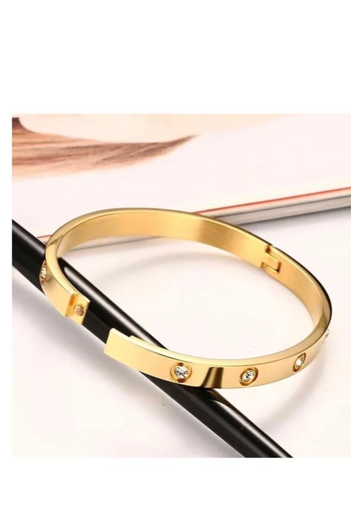 أم أم جاي سوار الحب للنساء Gilrs مع أحجار الزيركونيا المكعبة الفولاذ المقاوم للصدأ المفصلات المجوهرات مع سوار البيضاوي الكريستالي أفضل هدايا للحب مع عيد الحب عيد الميلاد - Image 5