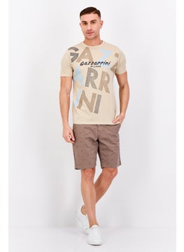 Gazzarrini Men Round Neck Short Sleeves Graphic Print T-shirt, Beige  - Image 4