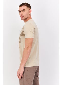 Gazzarrini Men Round Neck Short Sleeves Graphic Print T-shirt, Beige  - Image 3