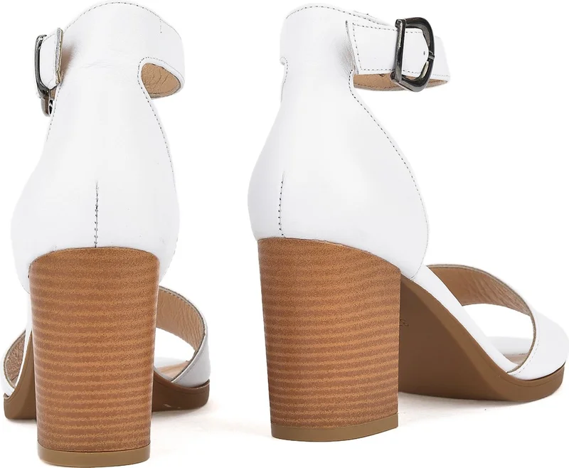 زيا , Women's Genuine Leather Heeled Shoes 1311003 301 White