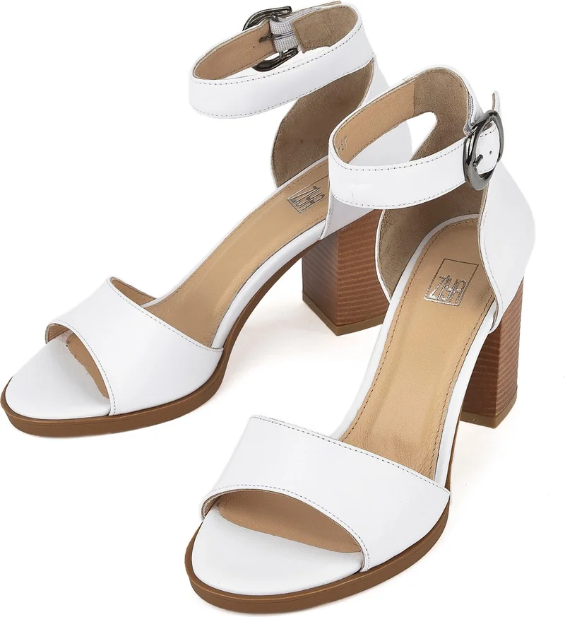 زيا , Women's Genuine Leather Heeled Shoes 1311003 301 White