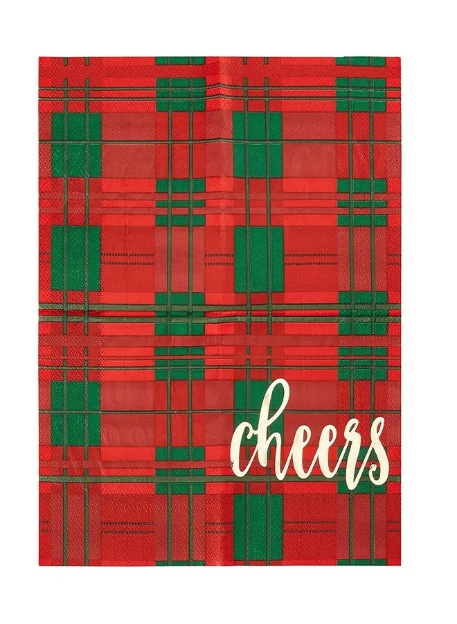 Juvale 50-Pack Plaid Disposable Cocktail Napkins - 5 x 5 in Folded, 10 x 10 in Unfolded - Red, Green & White Cheers Design - 3-Ply Absorbent Soft Party Napkins - Image 4