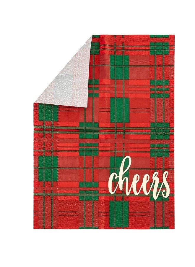 Juvale 50-Pack Plaid Disposable Cocktail Napkins - 5 x 5 in Folded, 10 x 10 in Unfolded - Red, Green & White Cheers Design - 3-Ply Absorbent Soft Party Napkins - Image 5