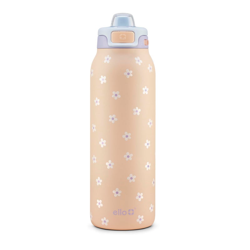 Ello Pop Fill 32oz Stainless Steel Water Bottle with Quick Fill Technology Double Walled and Vacuum Insulated Metal Leak Proof Locking Lid Sip and Chug Reusable BPA Free Gloss Daisies - Image 2