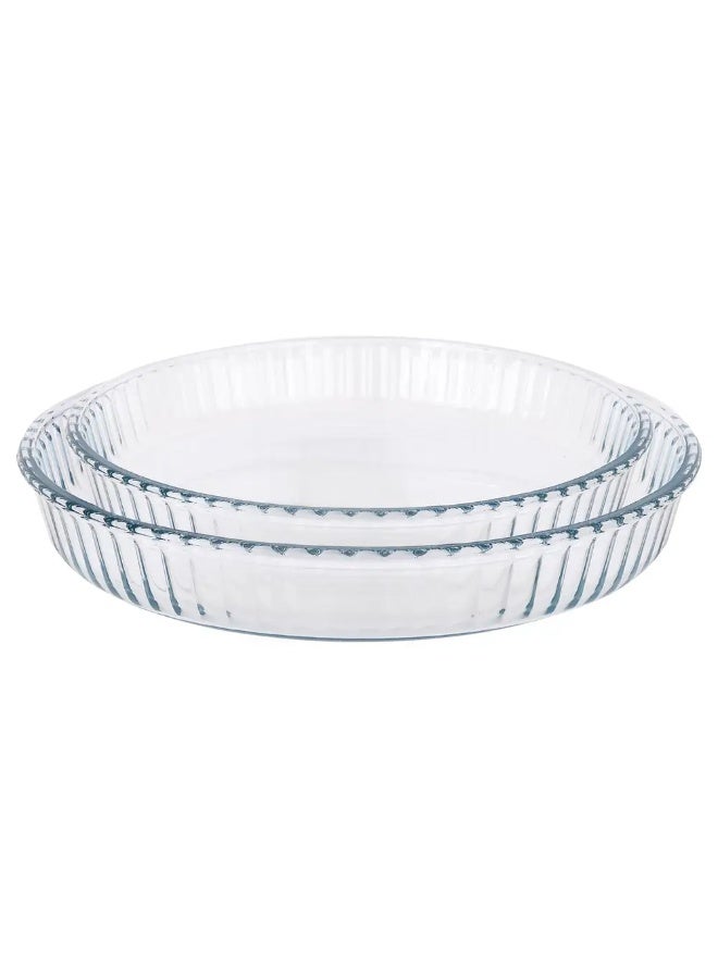 Pizza casserole set, 2 pieces, heat-resistant glass, transparent - Image 1