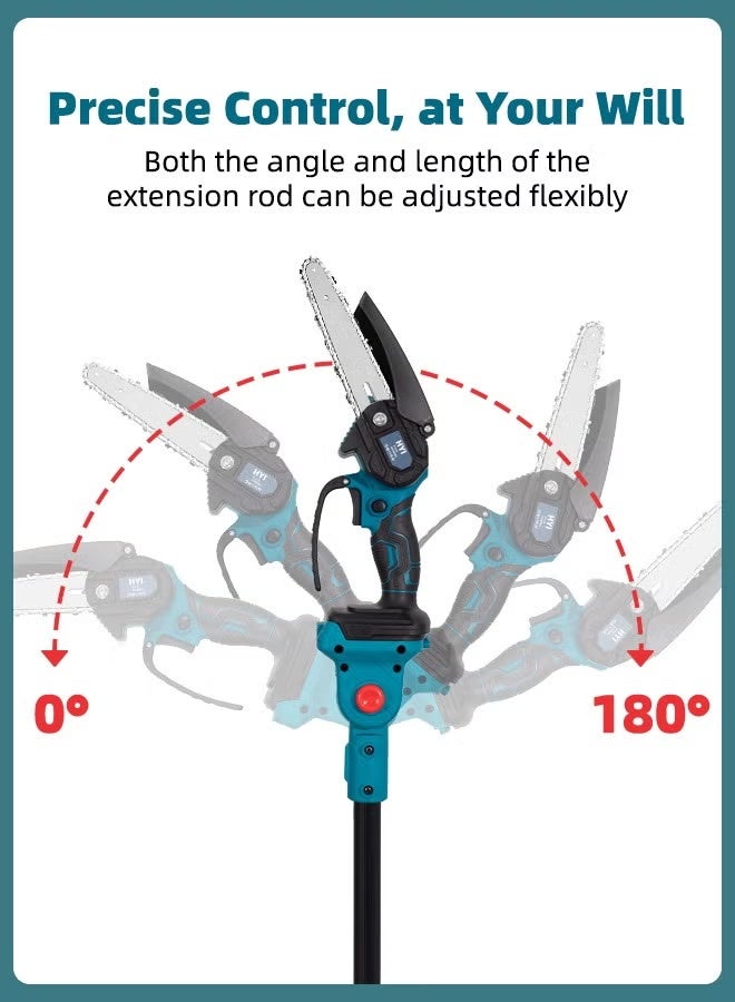 والالا مقصات تقليم كهربائية لاسلكية 3 في 1 ومجموعة منشار كهربائي 21 فولت بطاريتين مزدوجتين 2 متر عمود تلسكوبي منشار كهربائي صغير مقصات حدائق مقصات حدائق لاسلكية أدوات - Image 4