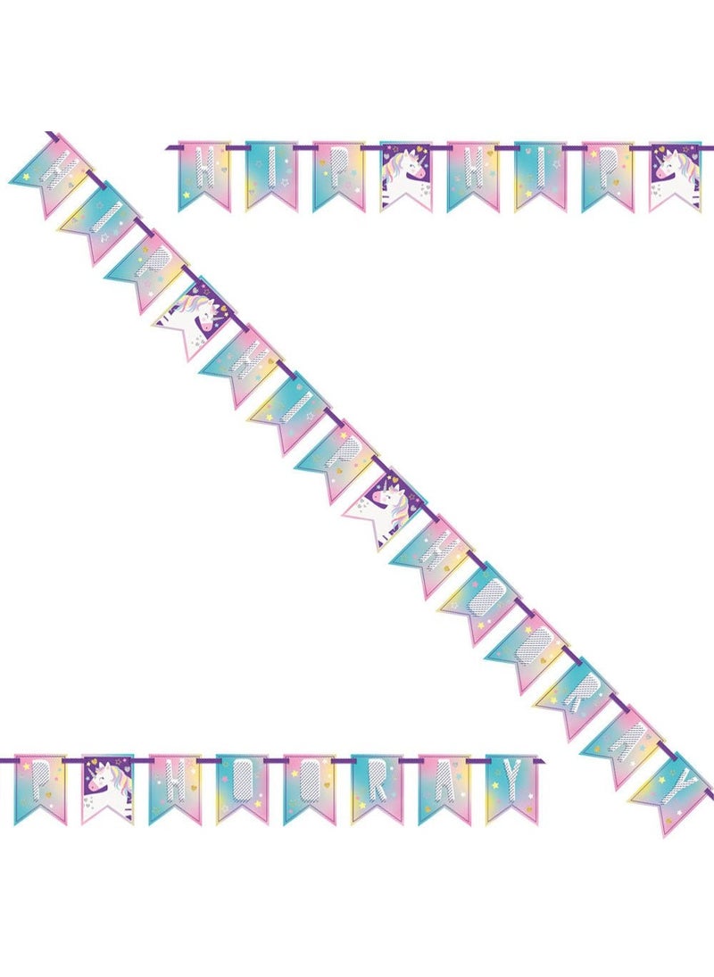 Unique Unicorn Happy Birthday Banner Pastel Paper 213cm