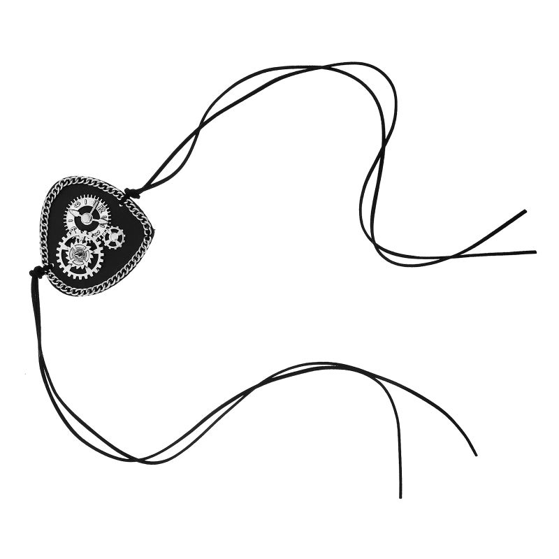 Masquerade Use Retro Designed Pirate Vintage Rivets Lace Leather Monocular Decoration Use Blindfold(Black) - Image 5