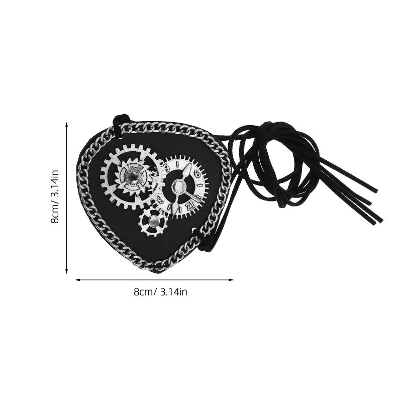 Masquerade Use Retro Designed Pirate Vintage Rivets Lace Leather Monocular Decoration Use Blindfold(Black) - Image 3