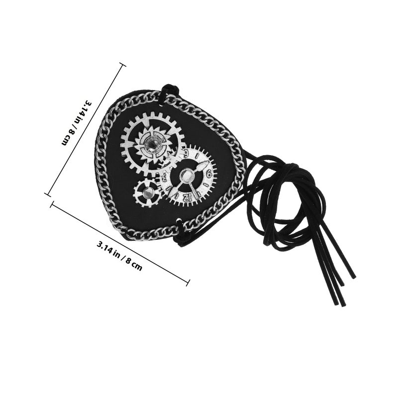 Masquerade Use Retro Designed Pirate Vintage Rivets Lace Leather Monocular Decoration Use Blindfold(Black) - Image 2