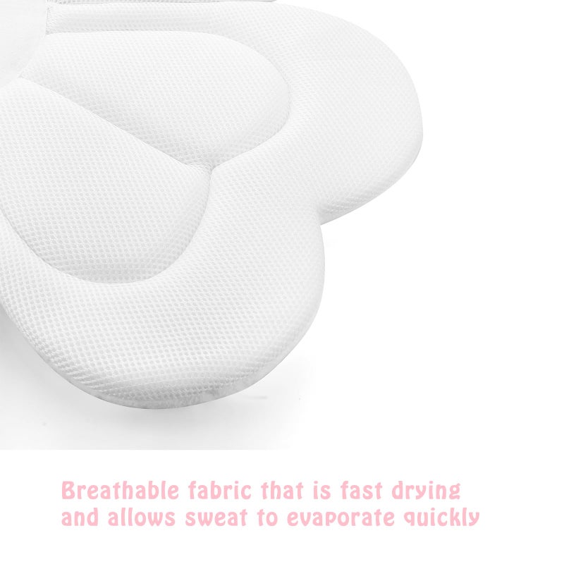 PandaEar Baby Bath Pad for Infant Newborn, Bath Baby Bath Seat to Toddler 0 to 6 Months and Up Soft Flower Petals for Sink Bathtub Essentials Shower Gift (Pink Heart) - Image 5