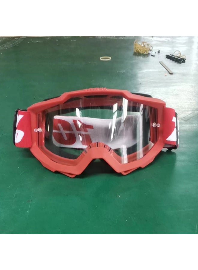 C21 Red Frame Transparent Lens Outdoor Cycling Goggles for Motorcycle Off-Road Protection