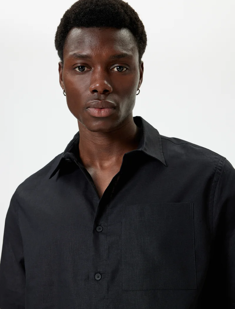 كوتون Linen Blend Shirt