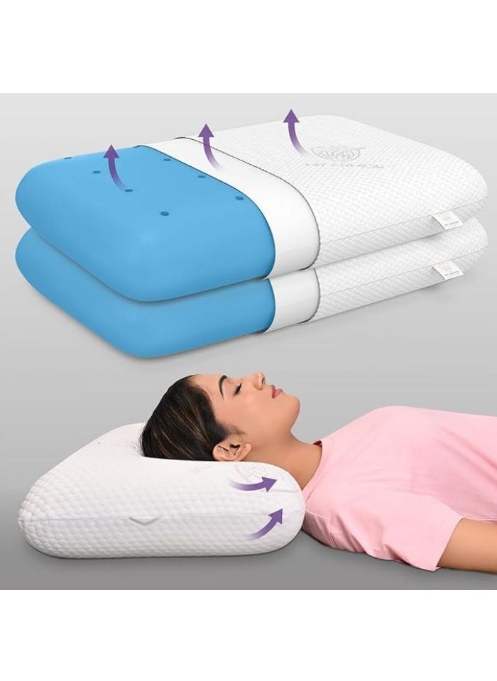 My Armor Ventilated Cooling Gel Memory Foam King Size Pillows, Orthopedic Pillows for Neck Pain Relief, Combo of King Size Pillows (24x15x5 Inches) with Removable Zipper Cover, Set of 2, White - pzsku/ZB2B8FE7BF3E0DAED2389Z/45/_/1704523553/0a3479f1-f55e-4ca9-88f0-bb444a871b27