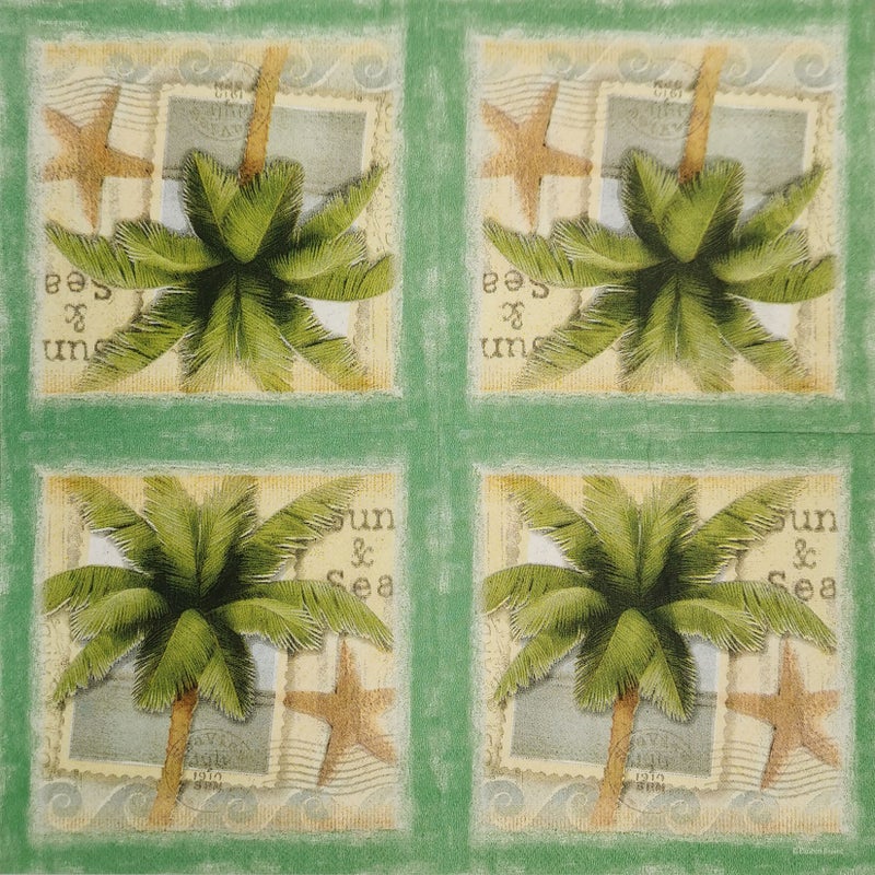 Zelten Colored Paper Cocktail Napkins, 20 Count Shabby Chic Napkins for Wedding, Dinner Tea Party Shower, Stamp Sun&Sea - Image 2
