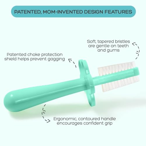 grabease Double-Sided Training Toothbrush - Toothbrush for Toddlers 1-3 with Soft Silicone Bristles & Anti-Choke Shield - Ergonomic Dual-Sided Design for Motor Skills - 1 Count, Mint, 12mo+ - Image 2