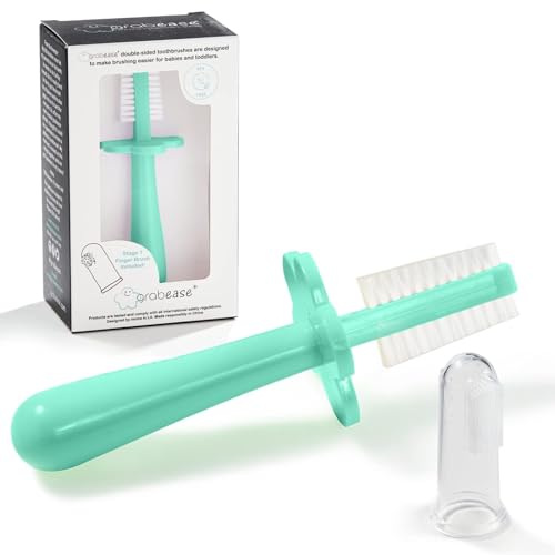 grabease Double-Sided Training Toothbrush - Toothbrush for Toddlers 1-3 with Soft Silicone Bristles & Anti-Choke Shield - Ergonomic Dual-Sided Design for Motor Skills - 1 Count, Mint, 12mo+ - Image 1