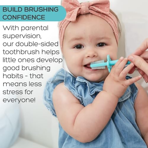 grabease Double-Sided Training Toothbrush - Toothbrush for Toddlers 1-3 with Soft Silicone Bristles & Anti-Choke Shield - Ergonomic Dual-Sided Design for Motor Skills - 1 Count, Mint, 12mo+ - Image 3