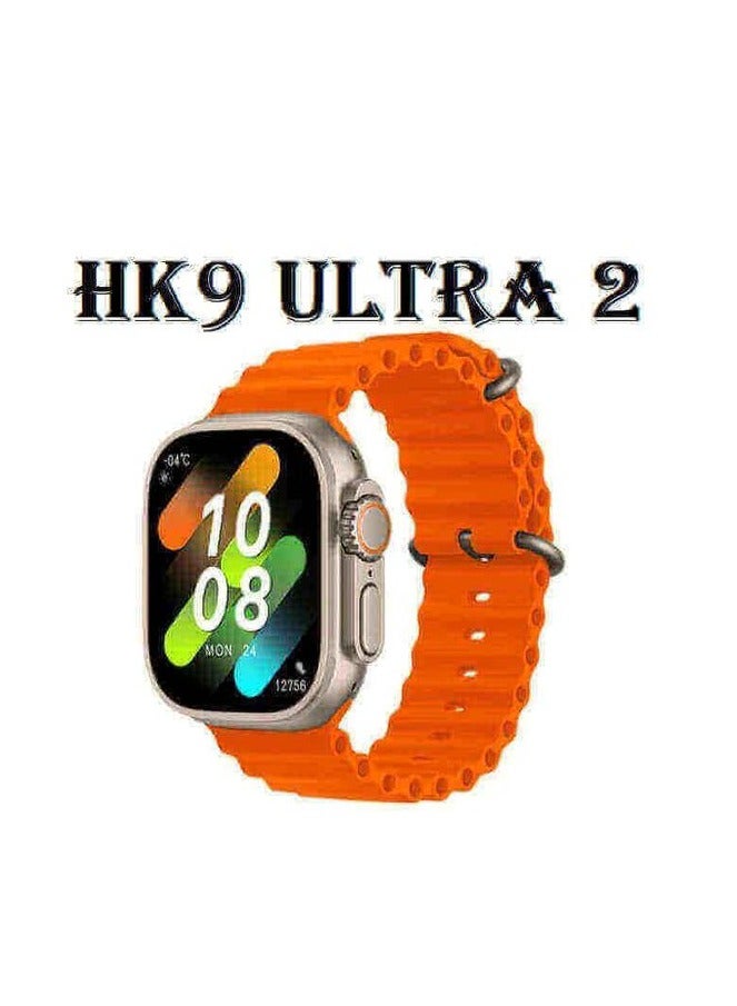 HK 9 Ultra 2 Smart Watch With Wireless Charging Super AMOLED Display AI Chat GPT Playback Music For iOS & Android