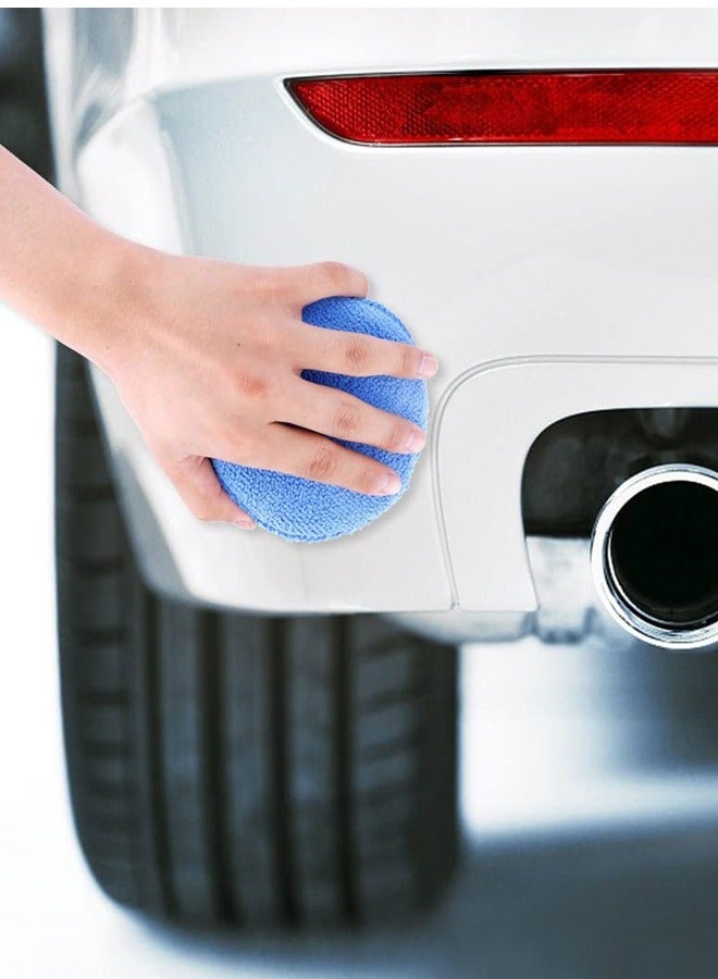 12pcs Microfiber Wax Applicator, 5 Diameter Ultra-Soft Microfiber Detailing Applicator Pads for Any Cars, Truck, Boat, Motorcycle and RV, Microfiber Round Foam Sponge Wax Polish for Hand Polish Blue - Image 3