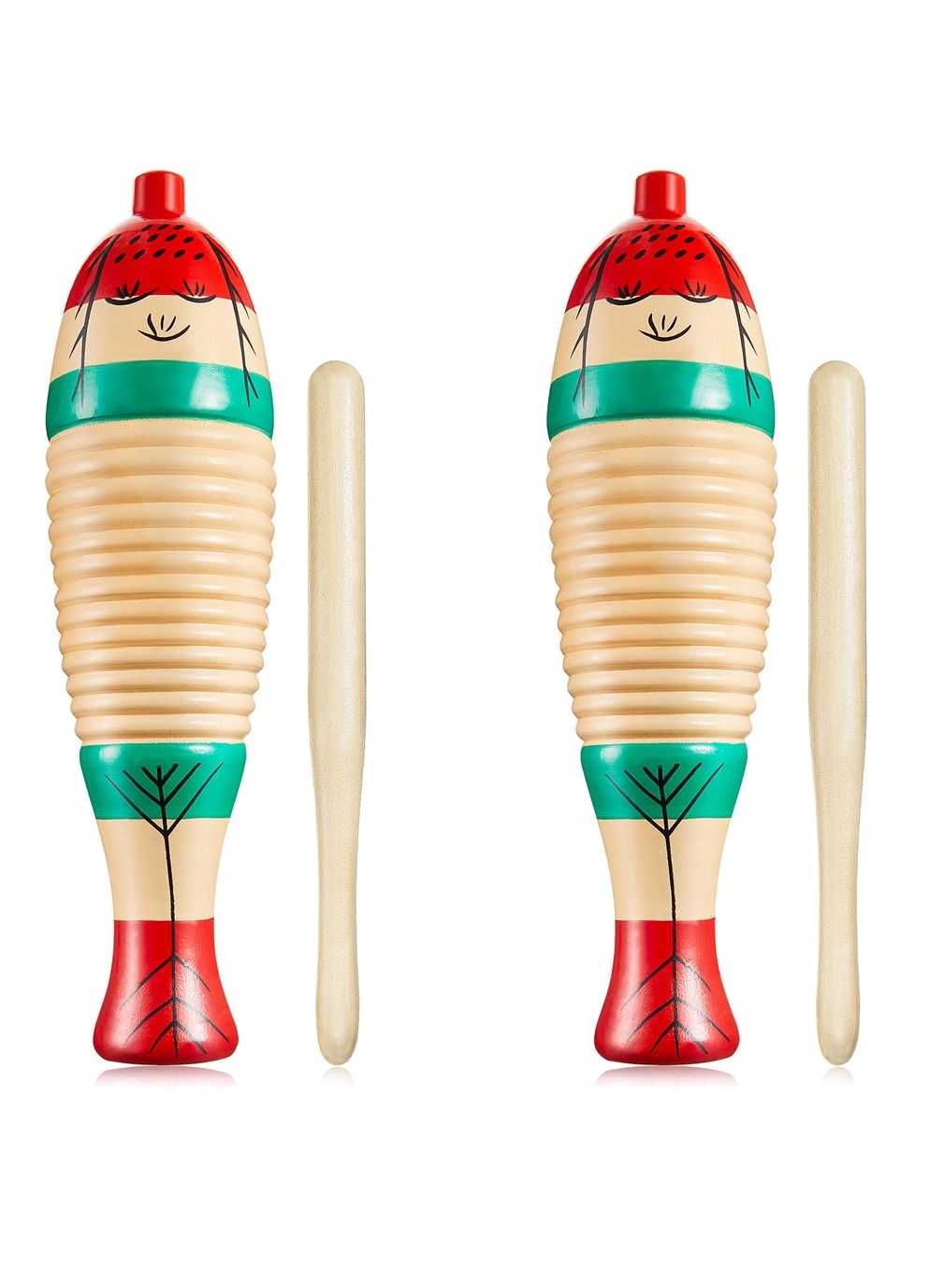 2 Pieces Colorful Fish Shaped Guiro Instrument Latin Percussion Musical ...