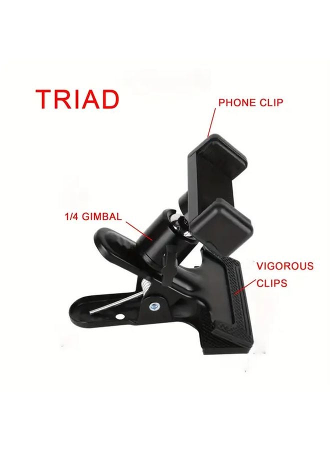 3 In 1 Heavy Duty Metal Universal Rotation Desk Mount With 3 Dali Clip Cloud Platform Mobile Phone Holder - Image 1
