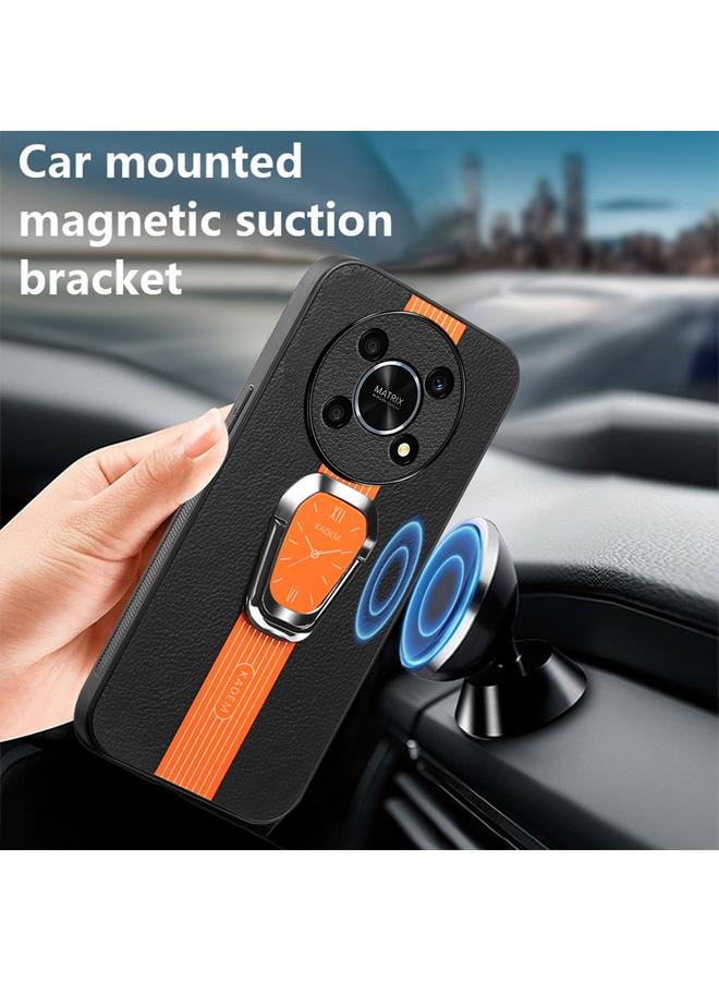 S-TOP Case For Honor X9 5G Magnetic Litchi Leather Back Phone Case with Holder - Image 2