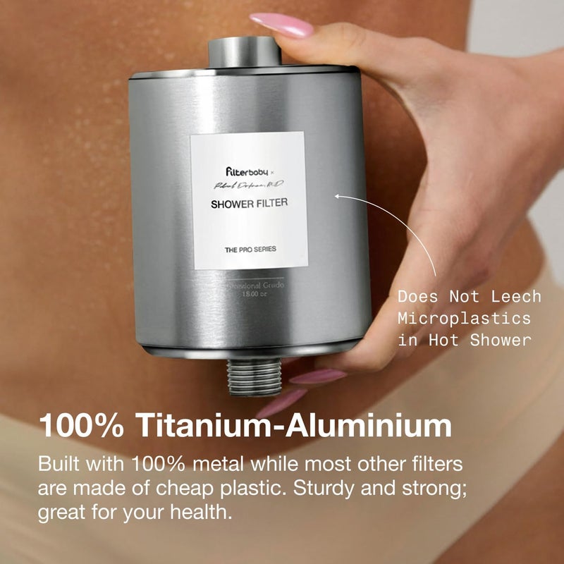 Filterbaby Titanium Shower Filter Pro - IAPMO Certified to NSF 177 Standard,Doctor Developed,Reduce up to 99% Chlorine/Chloramine/Lead/Certain Heavy Metals,Great Water Pressure,Long Lasting,Chrome. - Image 5