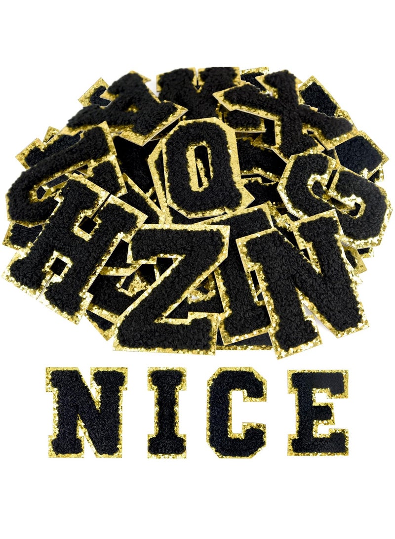 Bukela 26 Pcs Self Adhesive Letter Patches Chenille Letters Stickers, A-Z Embroidered Applique Patches Alphabet Cloth Patch for Clothes, Bags, Hat, Phone Case, DIY Accessories (Black) - Image 2
