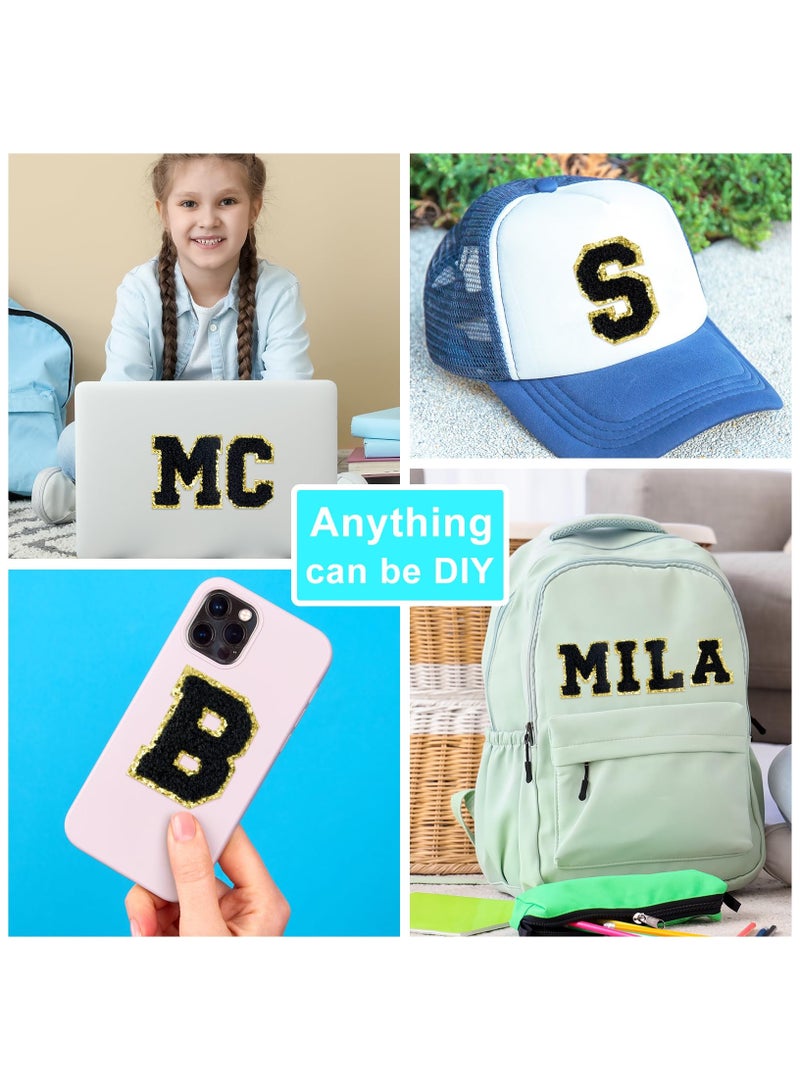 Bukela 26 Pcs Self Adhesive Letter Patches Chenille Letters Stickers, A-Z Embroidered Applique Patches Alphabet Cloth Patch for Clothes, Bags, Hat, Phone Case, DIY Accessories (Black) - Image 4