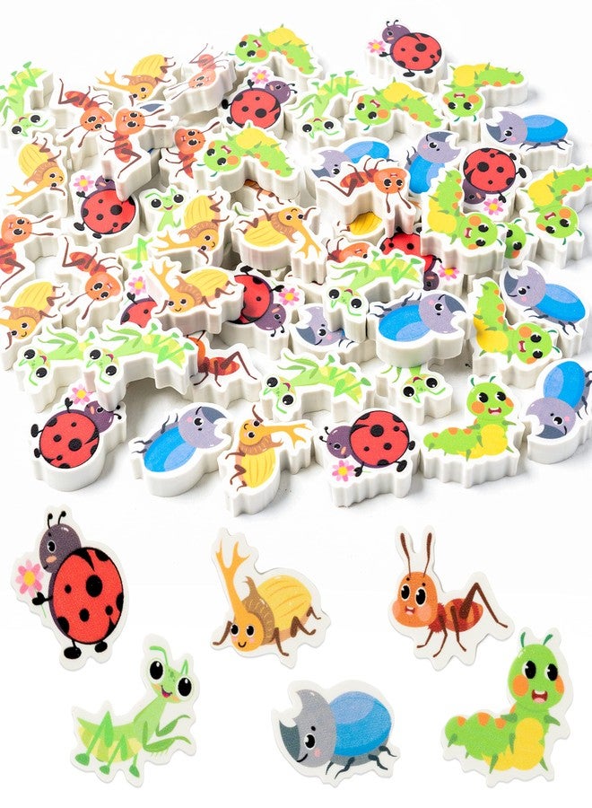 ANGOLIO 60Pcs Mini Eraser for Kids Bulk Insects Assorted Spring Pencil Eraser Cute Puzzle Erasers Desk Pet Classroom Prizes Student Back to School Supplies Homework Rewards Gift Filling Party Favors - Image 1