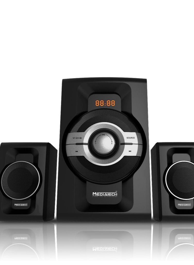 ميدياتيك 2.1 سماعات صوت ، 60 وات ، مدخل بصري، SD، USB، AUX، ريموت، كابل بصري (3M)، كابل RCA، / أسود  MT-854  - Image 1