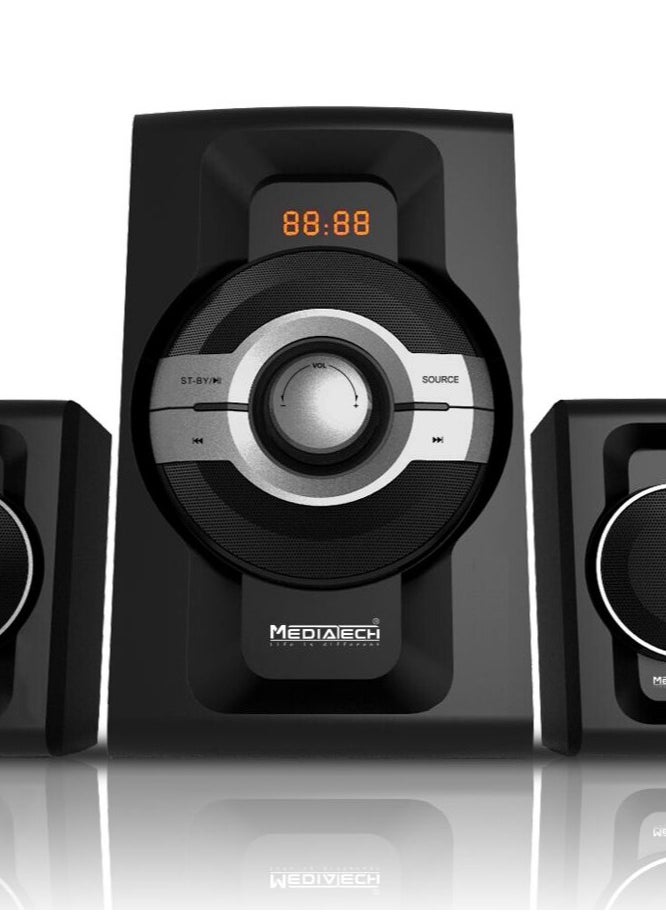 ميدياتيك 2.1 سماعات صوت ، 60 وات ، مدخل بصري، SD، USB، AUX، ريموت، كابل بصري (3M)، كابل RCA، / أسود  MT-854  - Image 2
