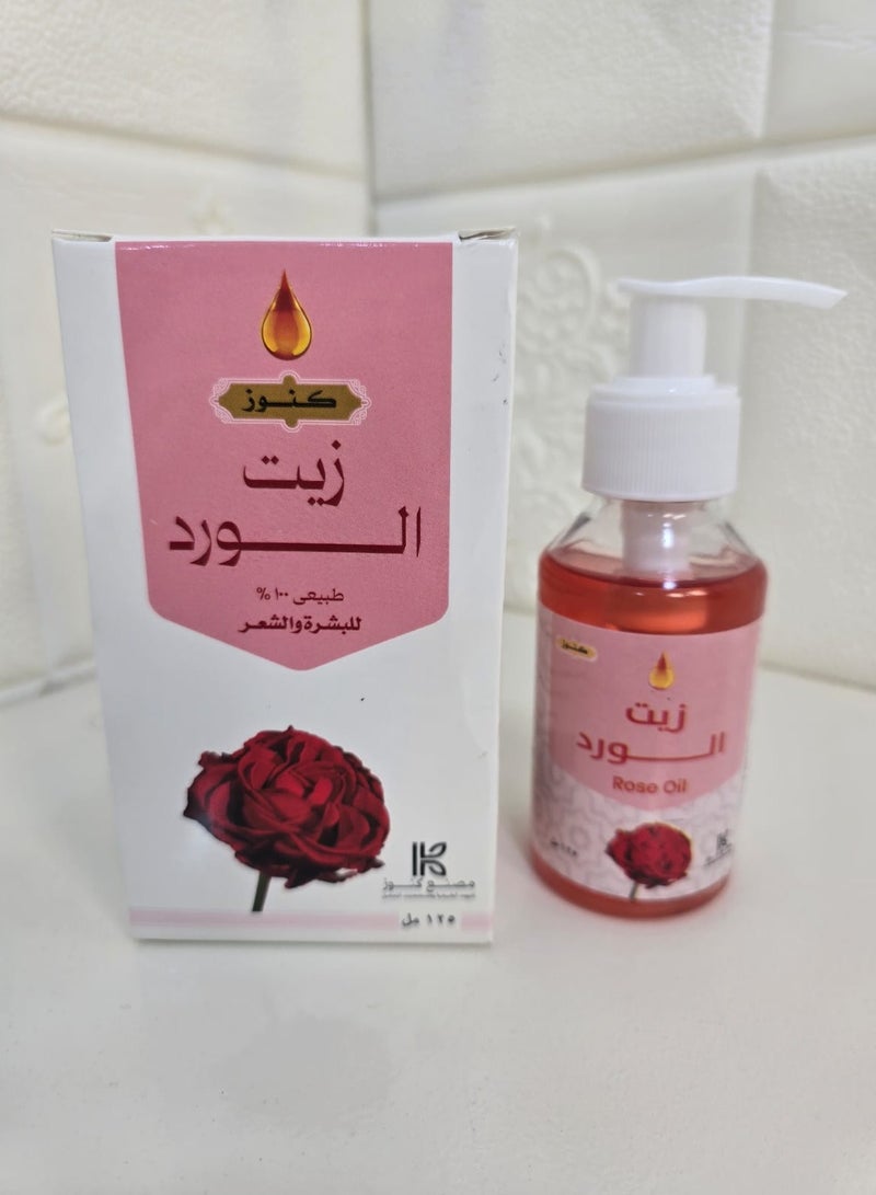 كنوز زيت الورد  طبيعي مائة بالمائة للبشرة والشعر - Image 2