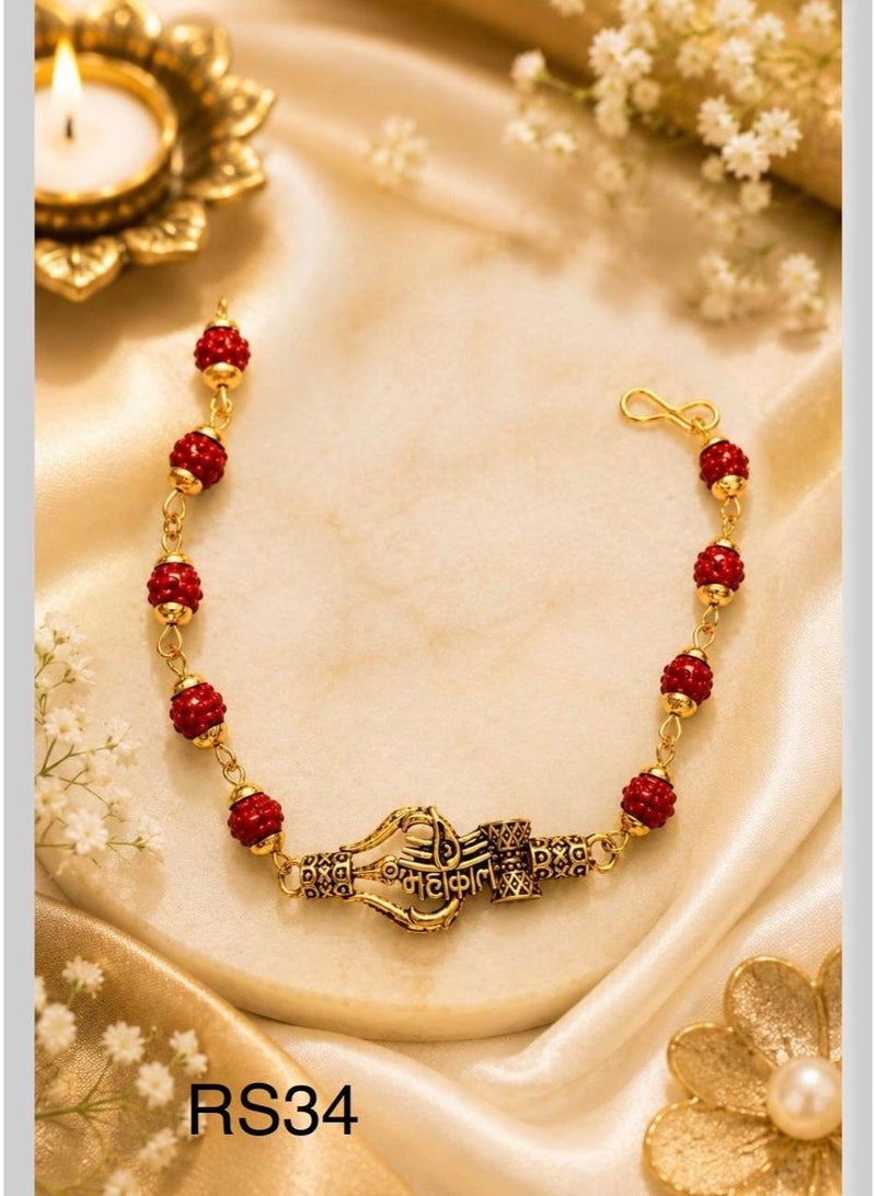 Rakshabandhan special/Rudraksha Trishul Mahakal Bhai Rakhi Bracelet/Rakhi 2026 -Size 36