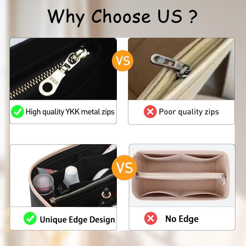 Doxo Purse Organizer Insert for Handbags & Base Shaper Combination,Tote Bag Organizer Insert with 6 Sizes,Compatible with LV, Coachs, MK, Kate Spades, Goyards, Longchamps More(M-Beige) - Image 3