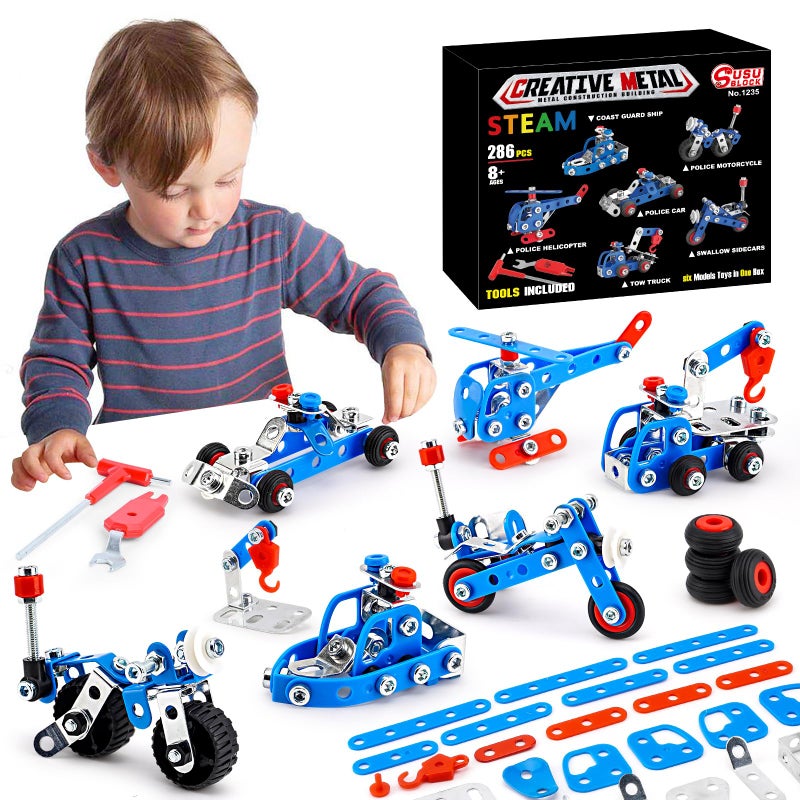 PANPAPA Stem Building Toys for Boys Age 812Police Toys 6 Mini Metal Model Set for KidsErector Set for Boys Age 812Assembly Science Kit Educational Gifts For Kids 8 9 10 11 1216 Years Old279 Pieces - Image 3