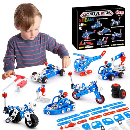 PANPAPA Stem Building Toys for Boys Age 812Police Toys 6 Mini Metal Model Set for KidsErector Set for Boys Age 812Assembly Science Kit Educational Gifts For Kids 8 9 10 11 1216 Years Old279 Pieces - Image 1