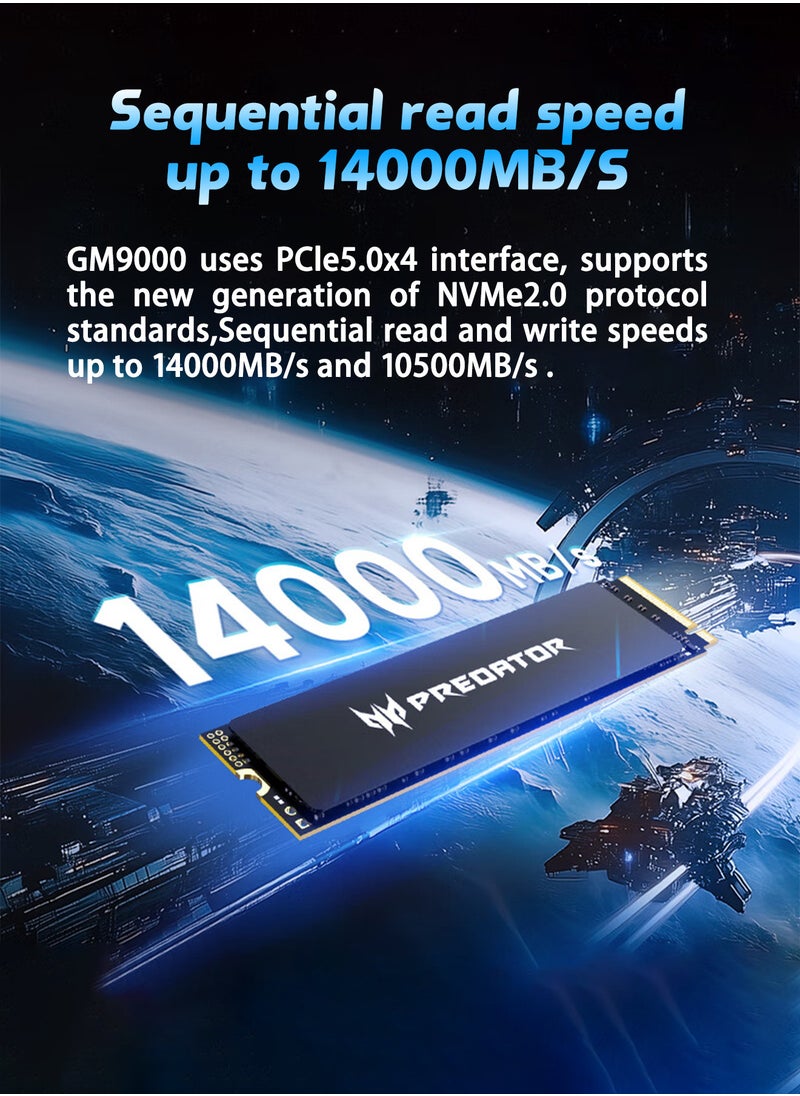 Predator - 4 تيرابايت 7400 ميجابايت/ثانية SSD PCIe NVMe Gen4 M.2 2280، محركات الأقراص الصلبة الداخلية، متوافقة مع PS5، كمبيوتر سطح المكتب، الكمبيوتر المحمول، بما في ذلك المبدد الحراري، وأدوات التفكيك وتعليمات التثبيت - Image 1
