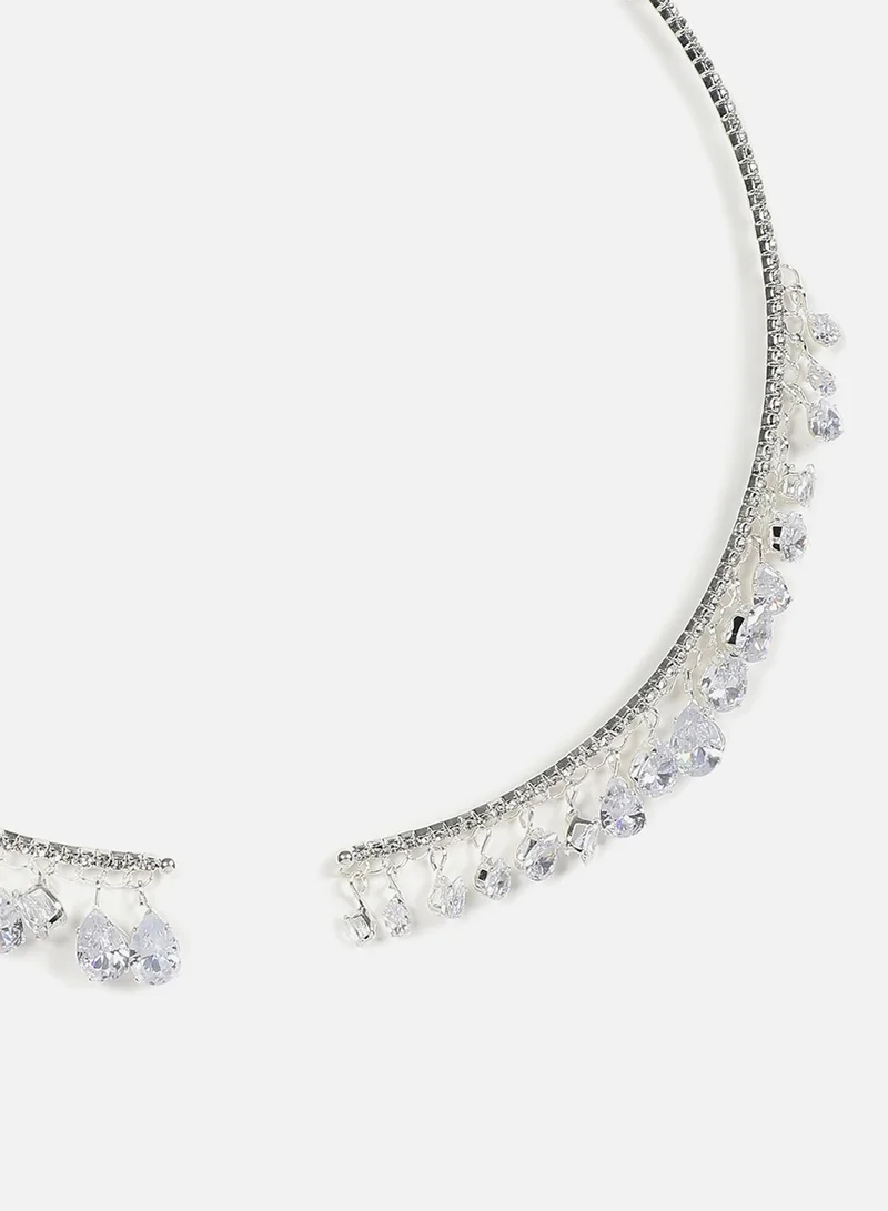 سوهي قلادة من الحجر المصمم مطلية بالفضة