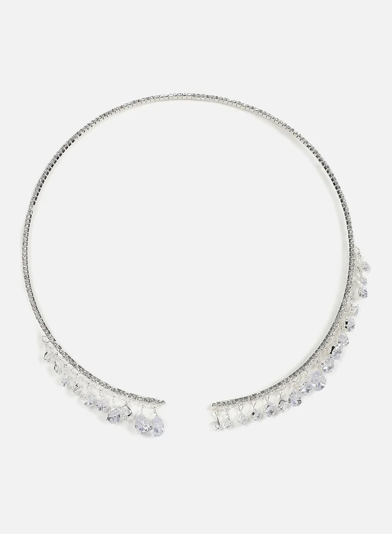 سوهي قلادة من الحجر المصمم مطلية بالفضة