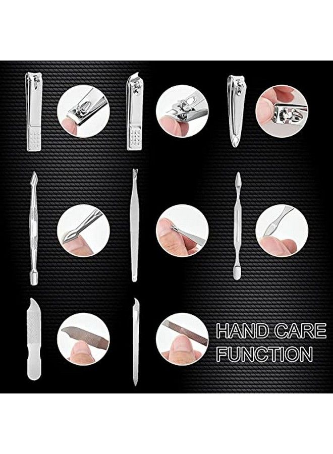 DOCOSS 19 In 1 Stainless Steel Manicure Kit Nail Cutter For Men Women Manicure Pedicure Kit With Grooming Kit Acne Needlenail Filer Kit Nail Cutter Set With Leather Case - Image 3