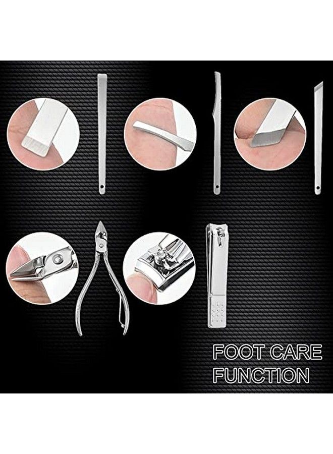 DOCOSS 19 In 1 Stainless Steel Manicure Kit Nail Cutter For Men Women Manicure Pedicure Kit With Grooming Kit Acne Needlenail Filer Kit Nail Cutter Set With Leather Case - Image 4