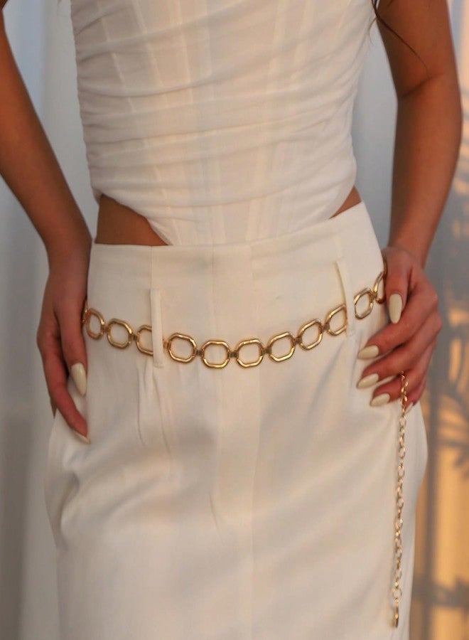 RINHOO Metal Waist Chain Belt for Women Cowgirl Chain Concho Belts for Dresses Jeans Country Concert Outfit (Style 6) - Image 2