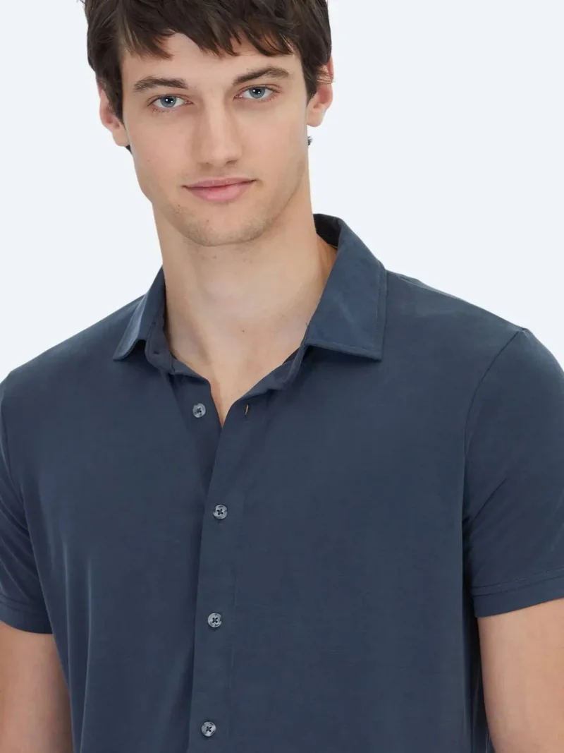 Kip Hard Coal Plain Regular Fit Knitting Casual Shirt