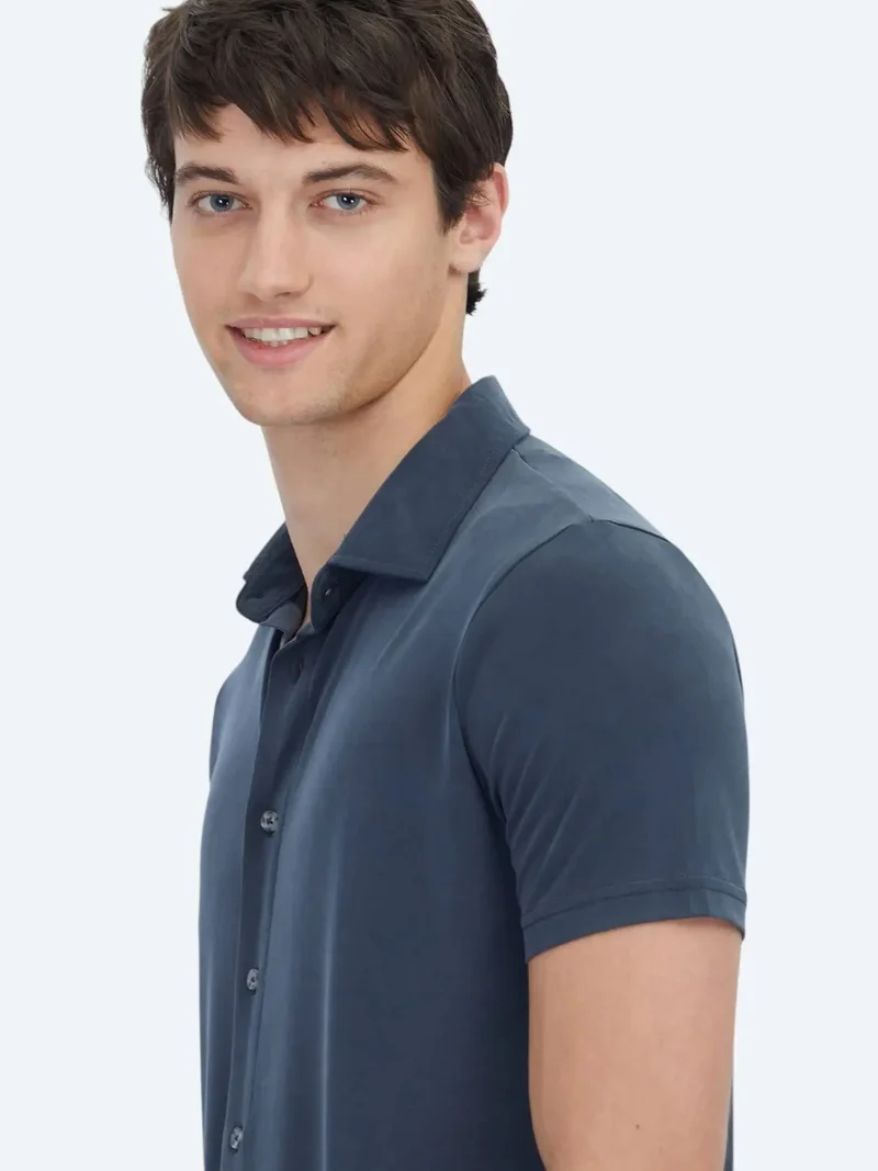 Kip Hard Coal Plain Regular Fit Knitting Casual Shirt